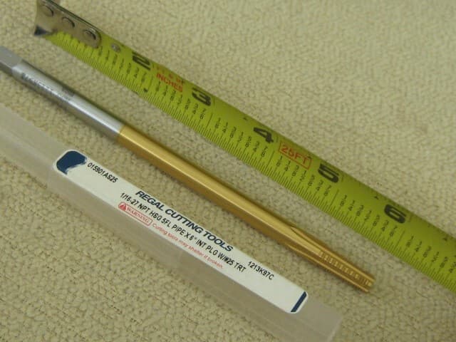 Regal 1213K97C - 1/16-27 x 6in NPT Interrupted 5fl Tin Coated Pipe Tap 6