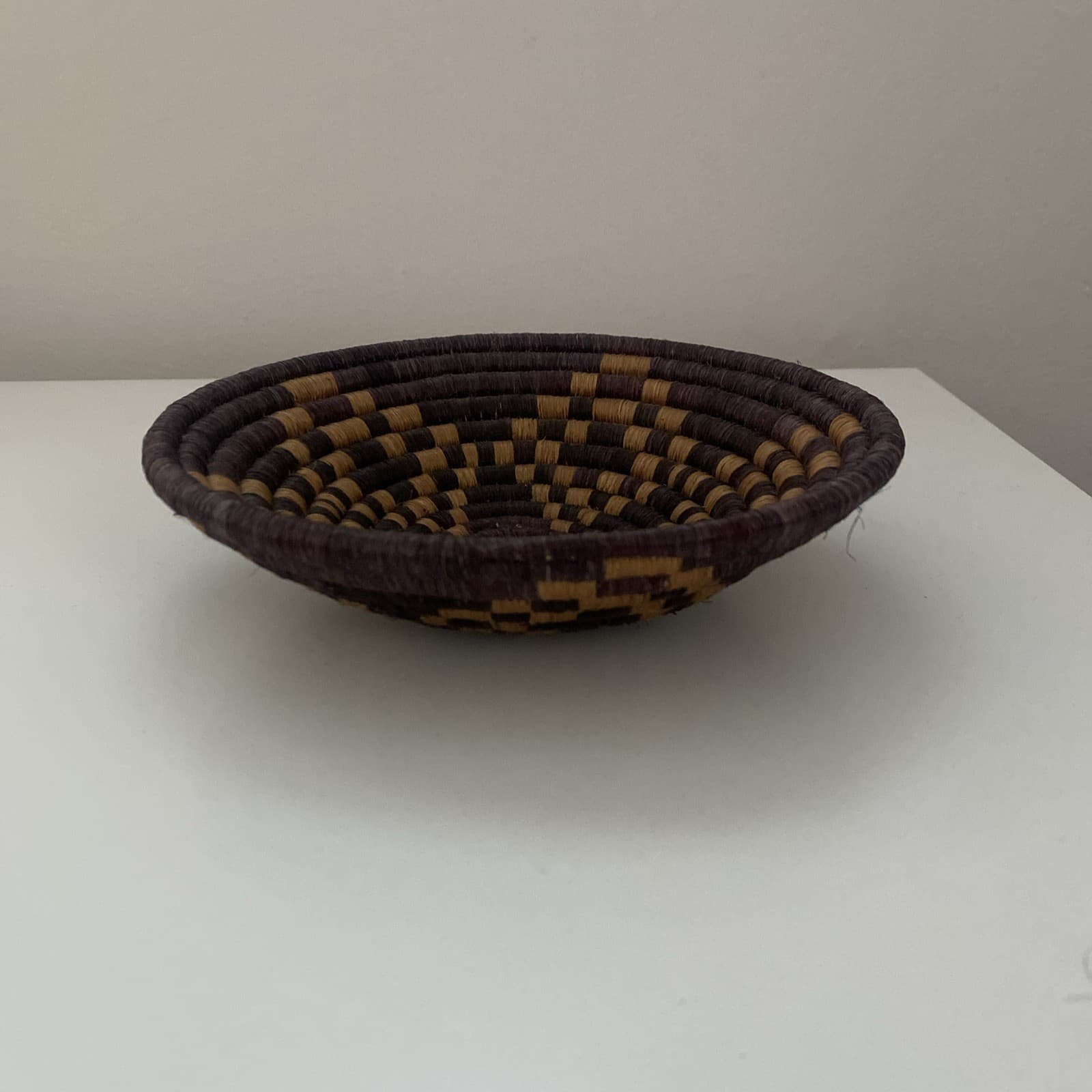 Set of 2 African Basket 7" Woven Handmade Wall Hanging Brown and Tan 6