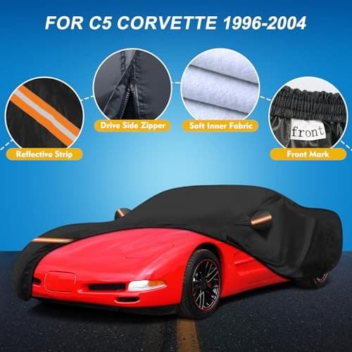 QUNSUNUS 6 Layer Car Cover for C5 Corvette 1996-2004 for Corvette C5 Car Cover 3
