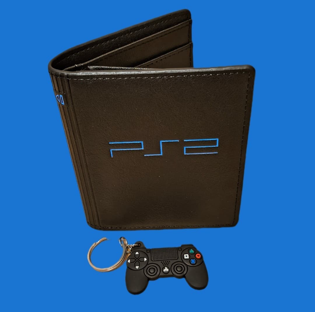 PlayStation PS2 Console Bi-Fold Wallet Retro Includes Free Controller Keychain