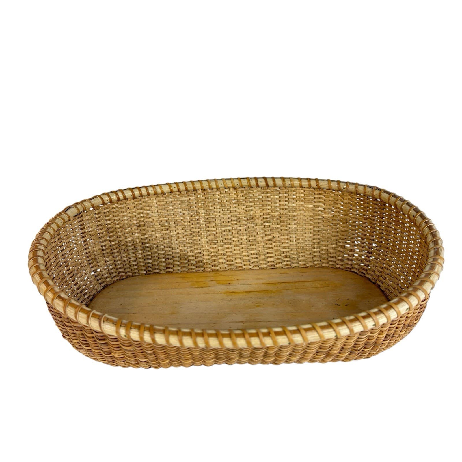 Large Nantucket Style Basket Oval 12.5x9" Wood Base Bread Farm Country Holiday 5