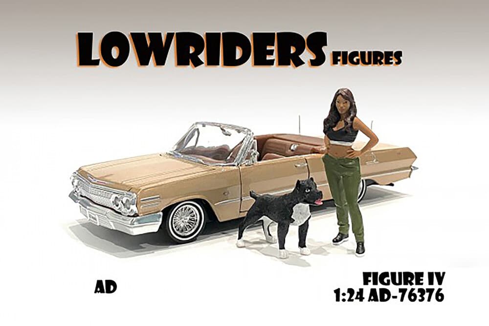 Lowriders IV 1:24 Scale American Diorama Figurine Figure Lady Female 3" w Dog 2
