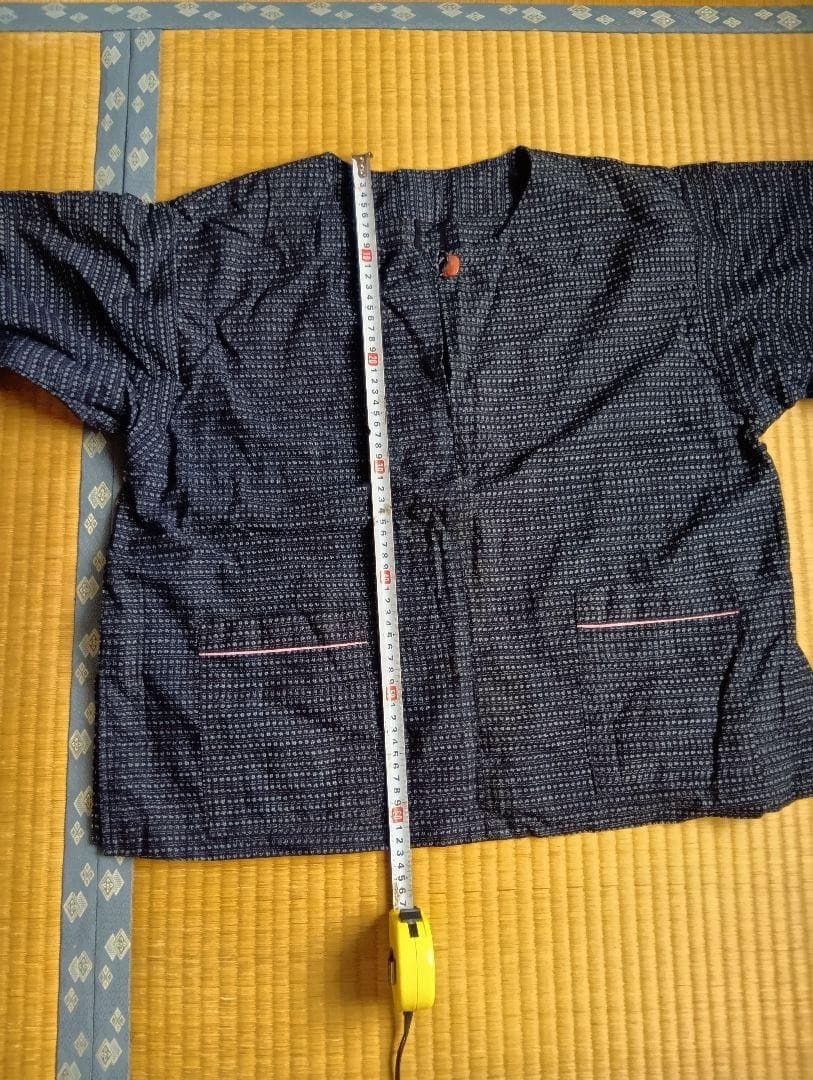 Vintage Japanese Kimono Cotton Navy White Dot Traditional Style Used 4