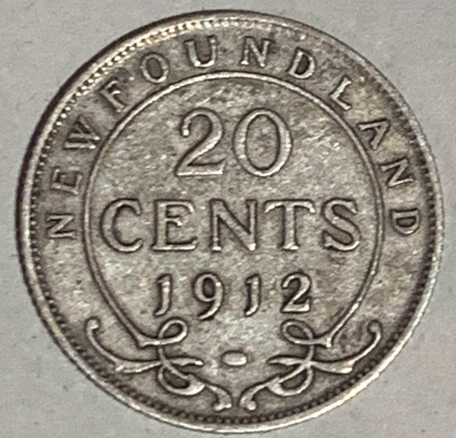 1912 Newfoundland 20 Cents World Coin .925 Silver George V 2