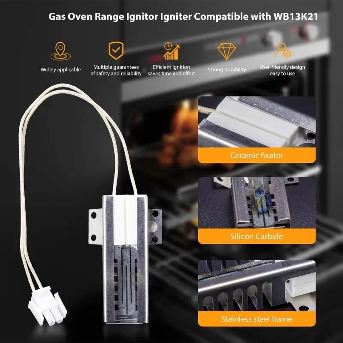 New WB13K21 Flat Igniter Replacement For GE Oven Range 2
