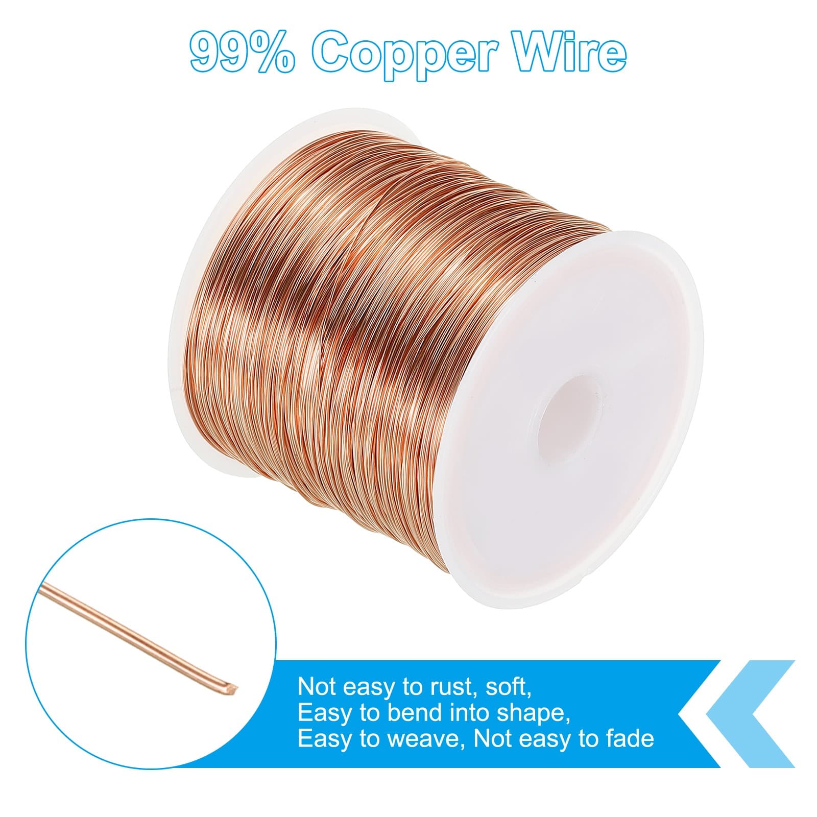 328 Feet Solid Pure Copper Wire 28 Gauge 0.3mm Copper Tone 4