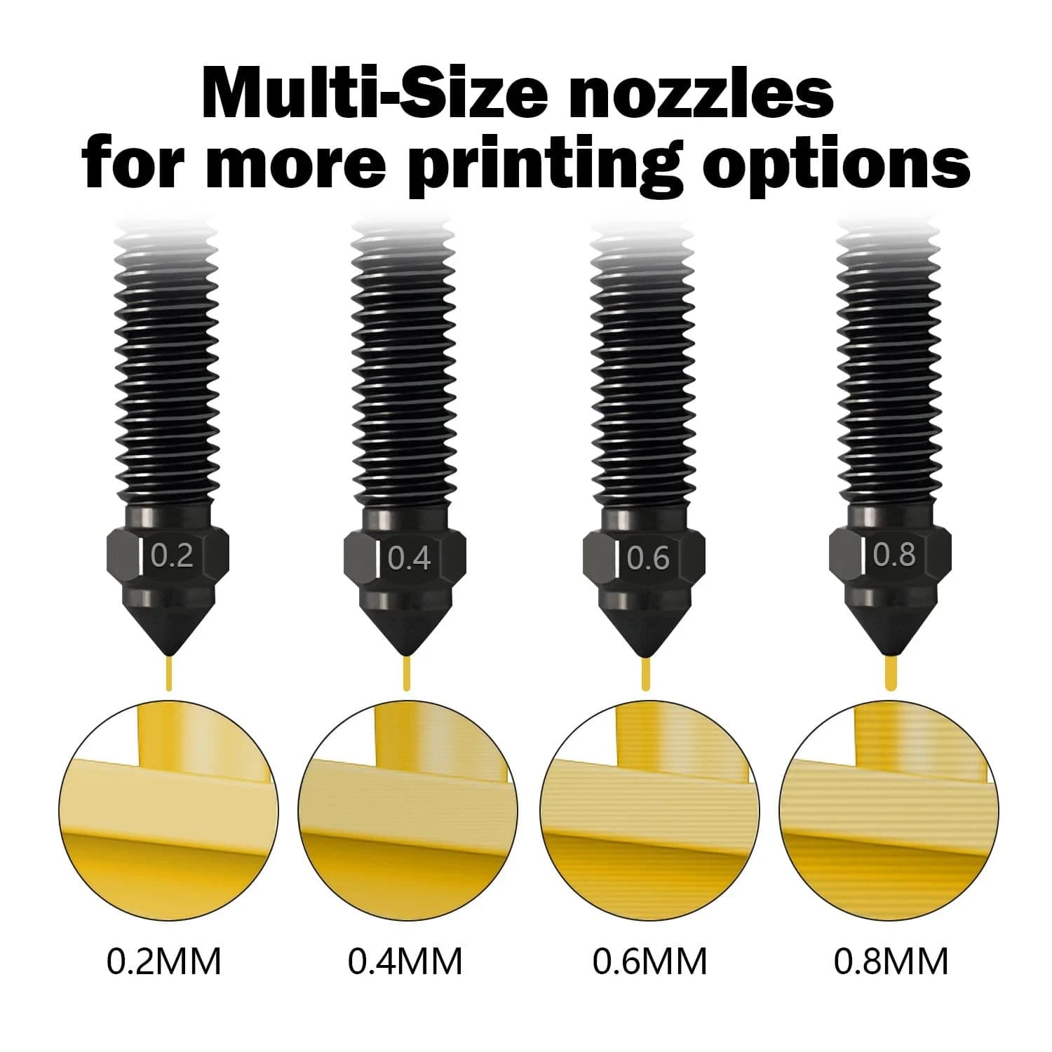 6PCS 0.2MM 0.4MM 0.6MM 0.8MM Hardened Nozzles for Centauri Carbon Stainless Stee 6