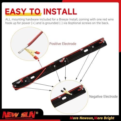  15" Black stainless Steel 3 Lights 9 LED Identification Light Bar - 1 Pcs Red 4