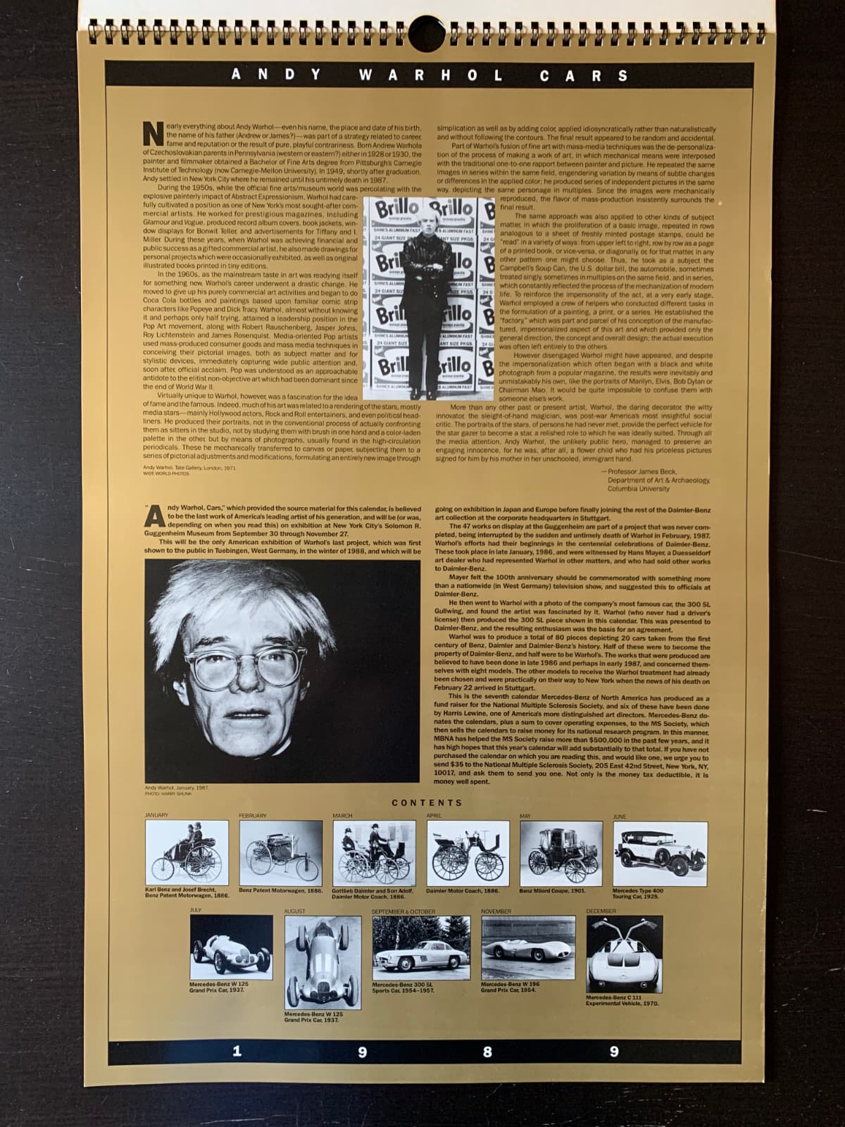 ANDY WARHOL Mercedes-Benz Cars 1989 Calendar 14.5x22 by Harris Lewine Pop Art Ad 5