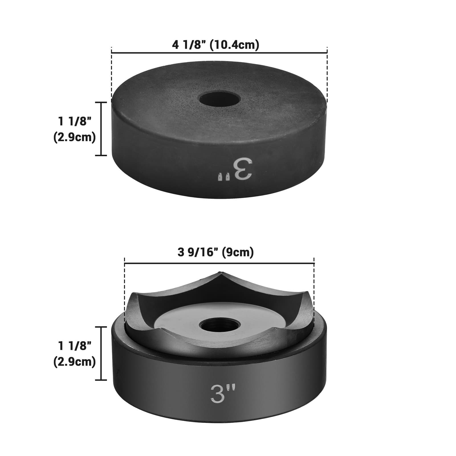 Yessources 3" Hydraulic Knockout Punch Die Mold for Hole Cutter 3/4"-16UN Thread 2