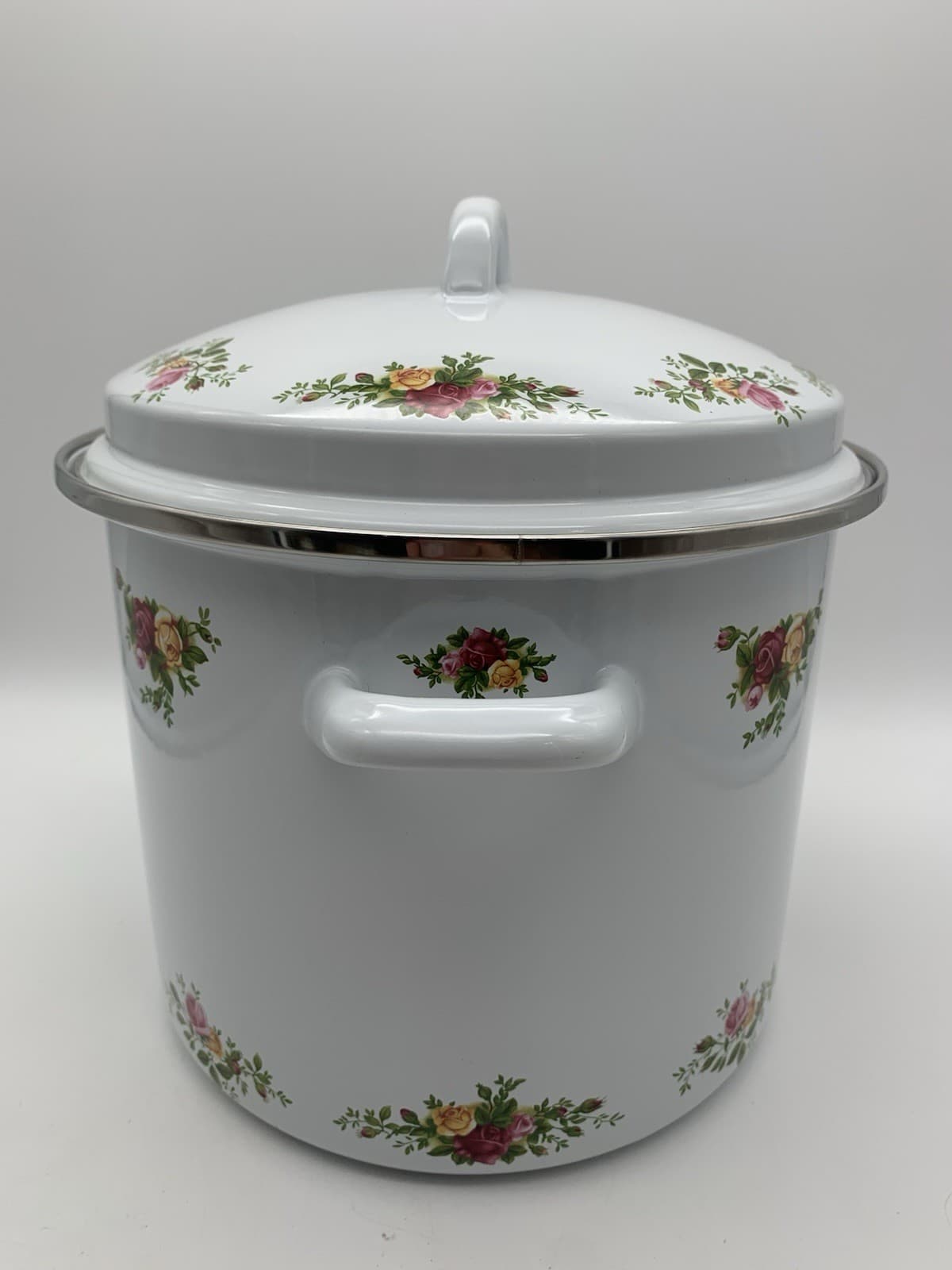 Royal Albert Pot Old Country Roses 8 Quart Metal Enamel Very Large 4