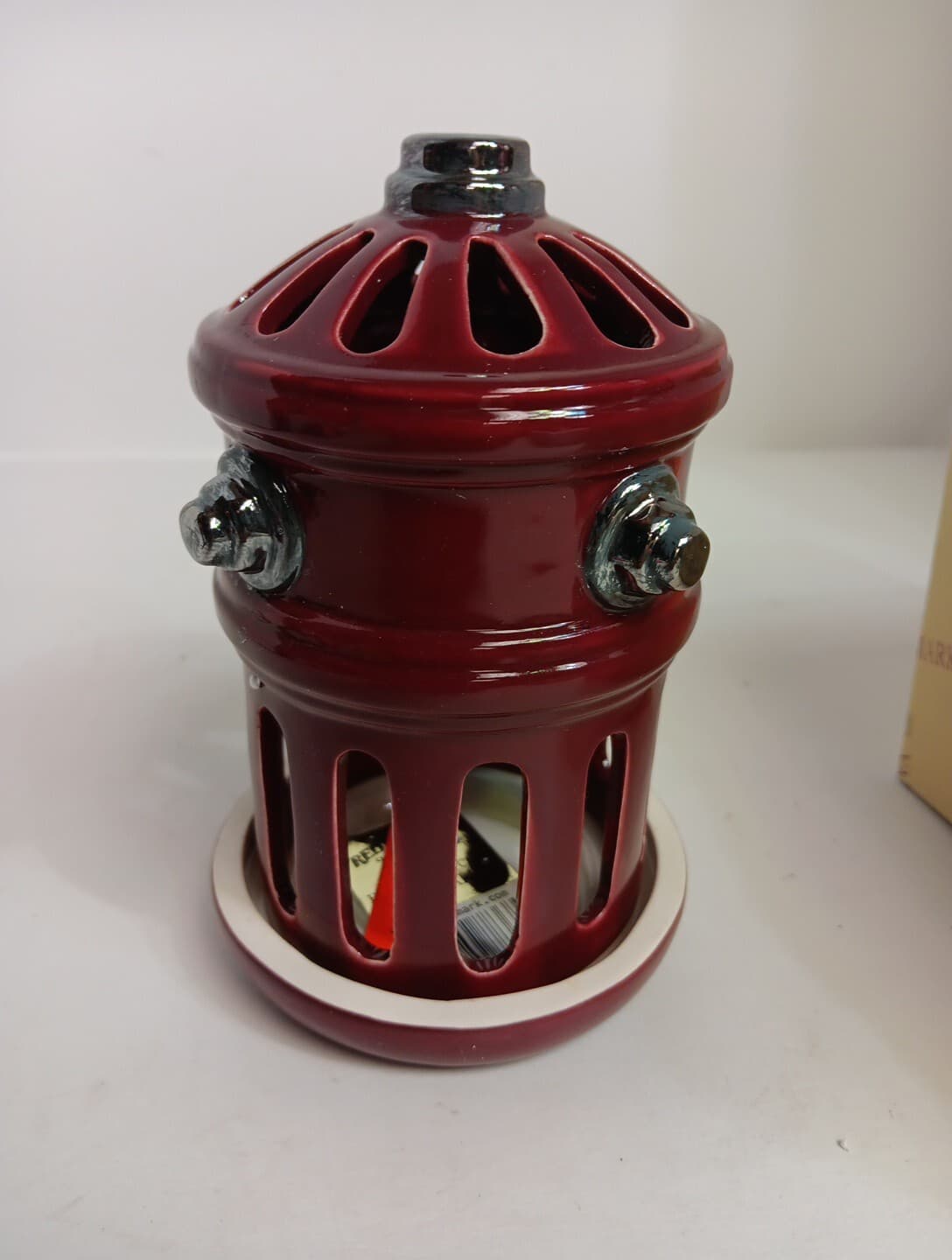 Vanmark Red Hats Of Courage Fire Hydrant 1998 Collectible Resin Candle Holder 3