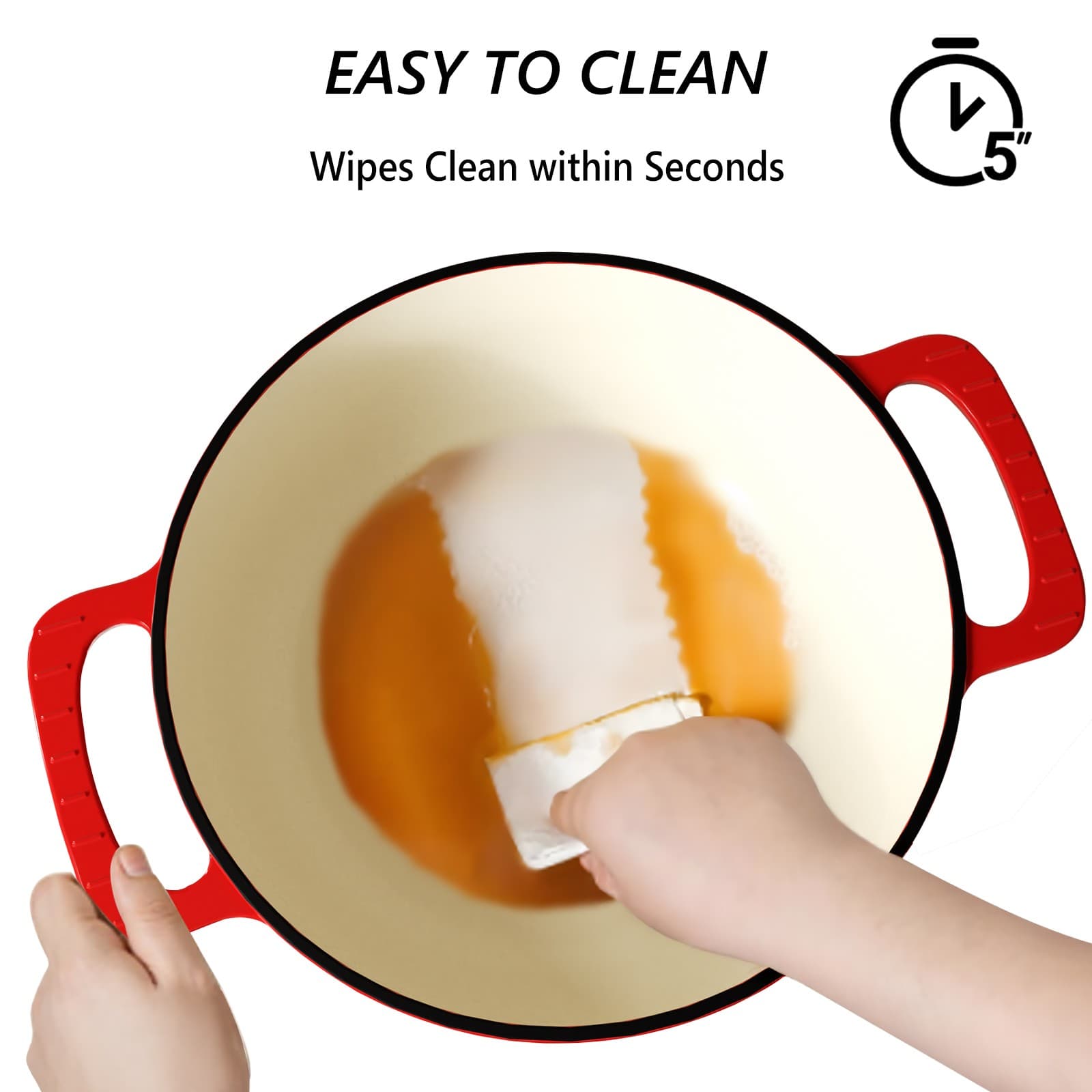 Enameled Cast Iron Dutch Oven 7.5QT Heavy Duty Dual Enamel Coating,FDA Certified 6