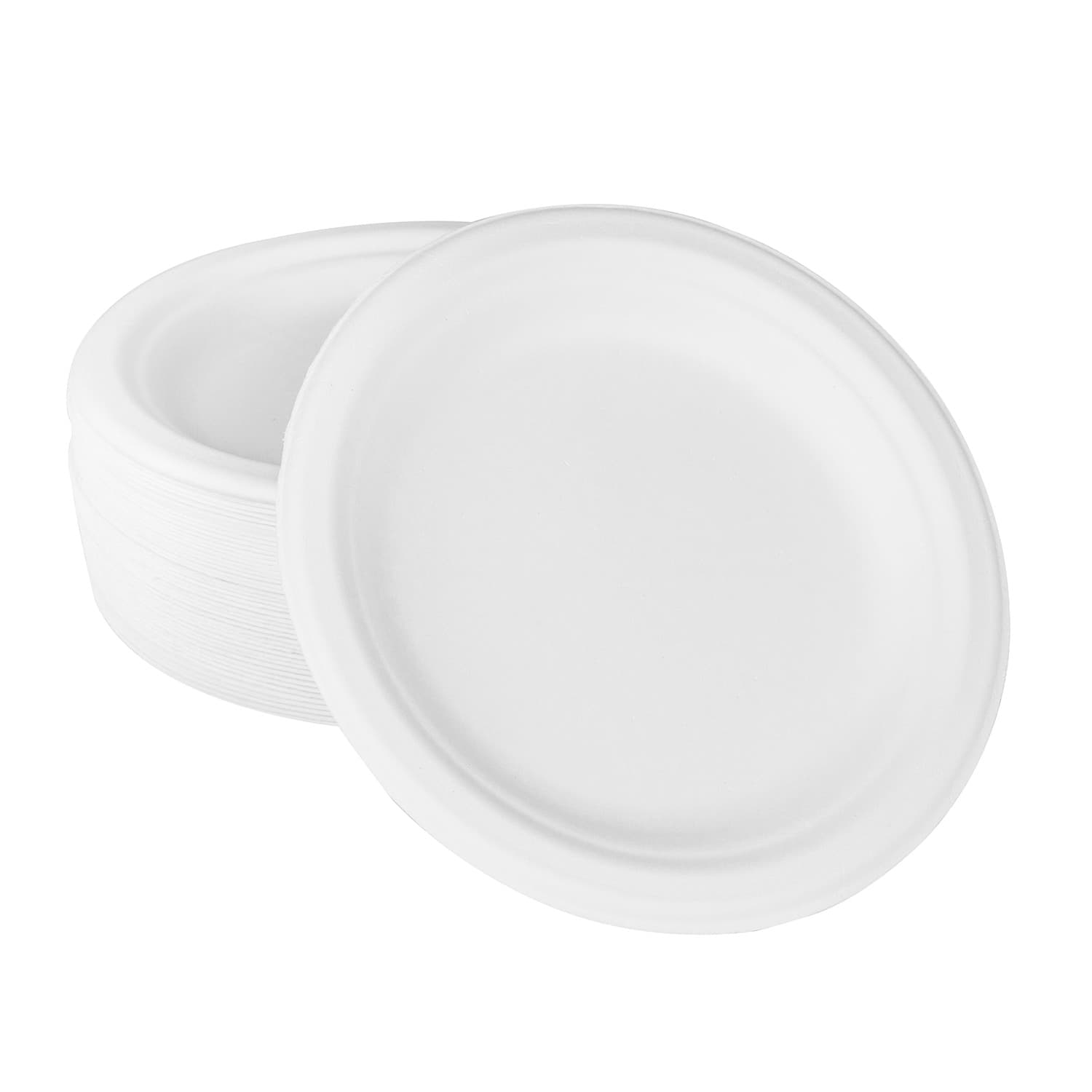 Karat Earth 7'' Paper Round Plates, PFAS Free, Molded Fiber, White - 1,000 pcs 4