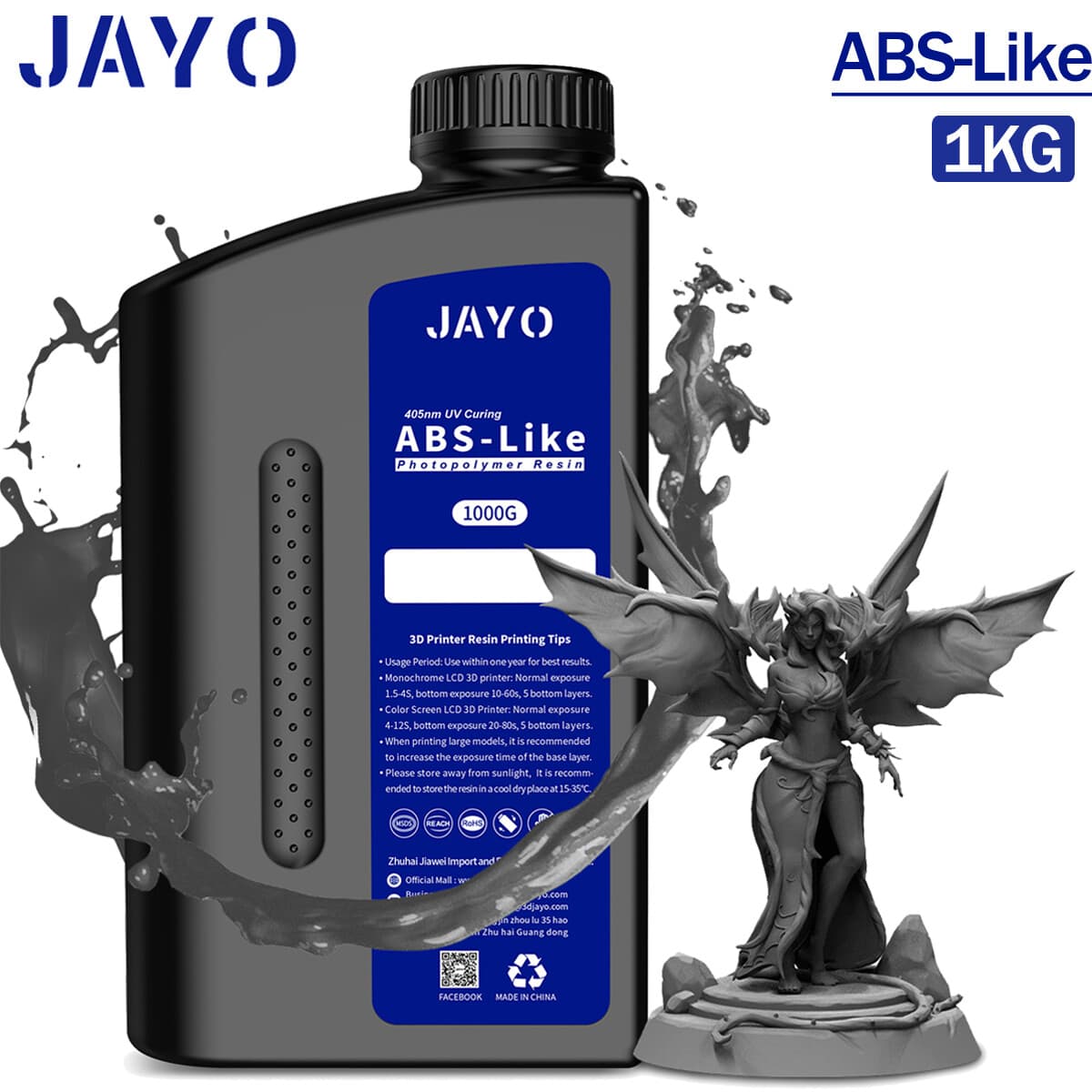 JAYO 1KG Standard/ABS-Like/Water Washable/Nylon-Like 405nm Resin LCD 3D Printer
