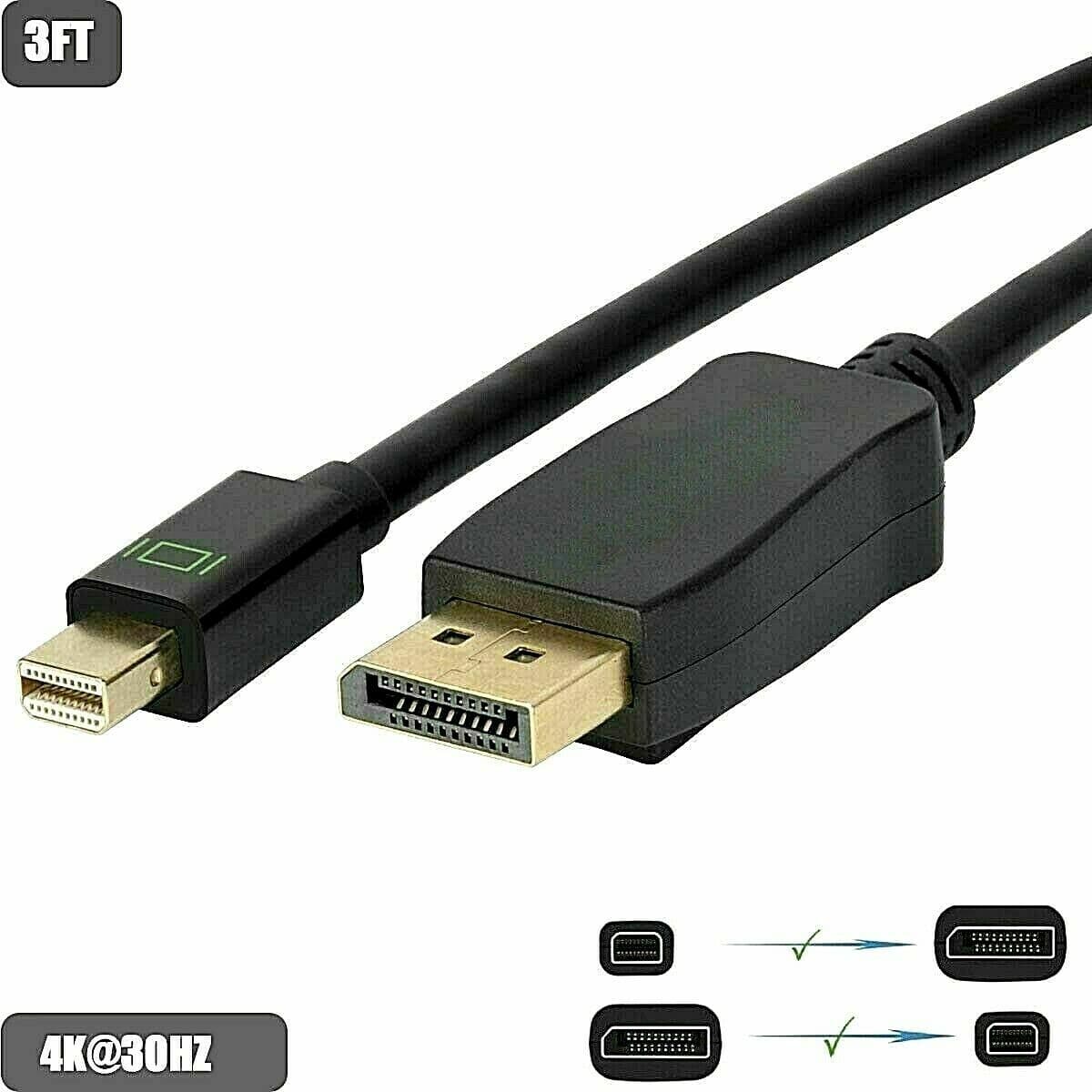 Mini DisplayPort to DisplayPort Cable Mini DP to DP Adapter HD Video 2K 4K 60Hz 2