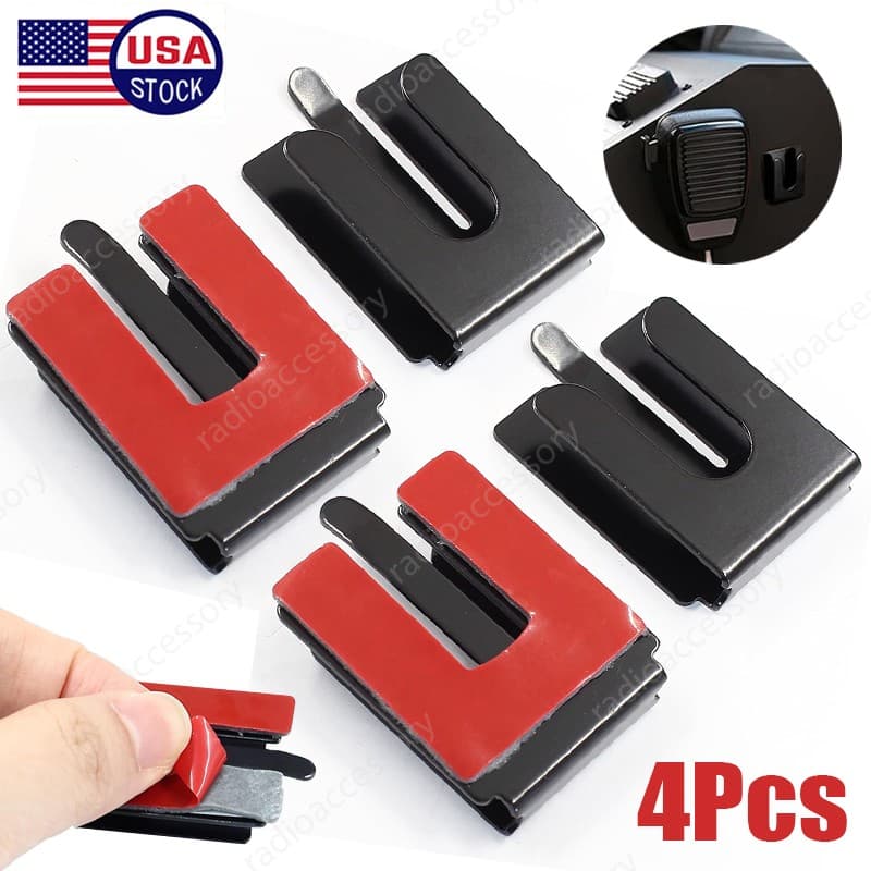 4Pcs Car Hanger Metal Holder w/Adhesive Back for Motorola/Yaesu/Icom/Kenwood Mic