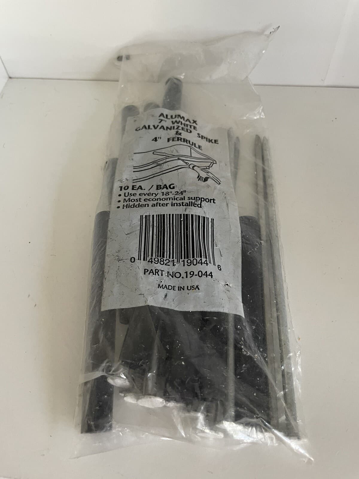 Alumax 7” Spike And 4” Ferrule, (10- Pack) White Head, Galvanized Steel USA