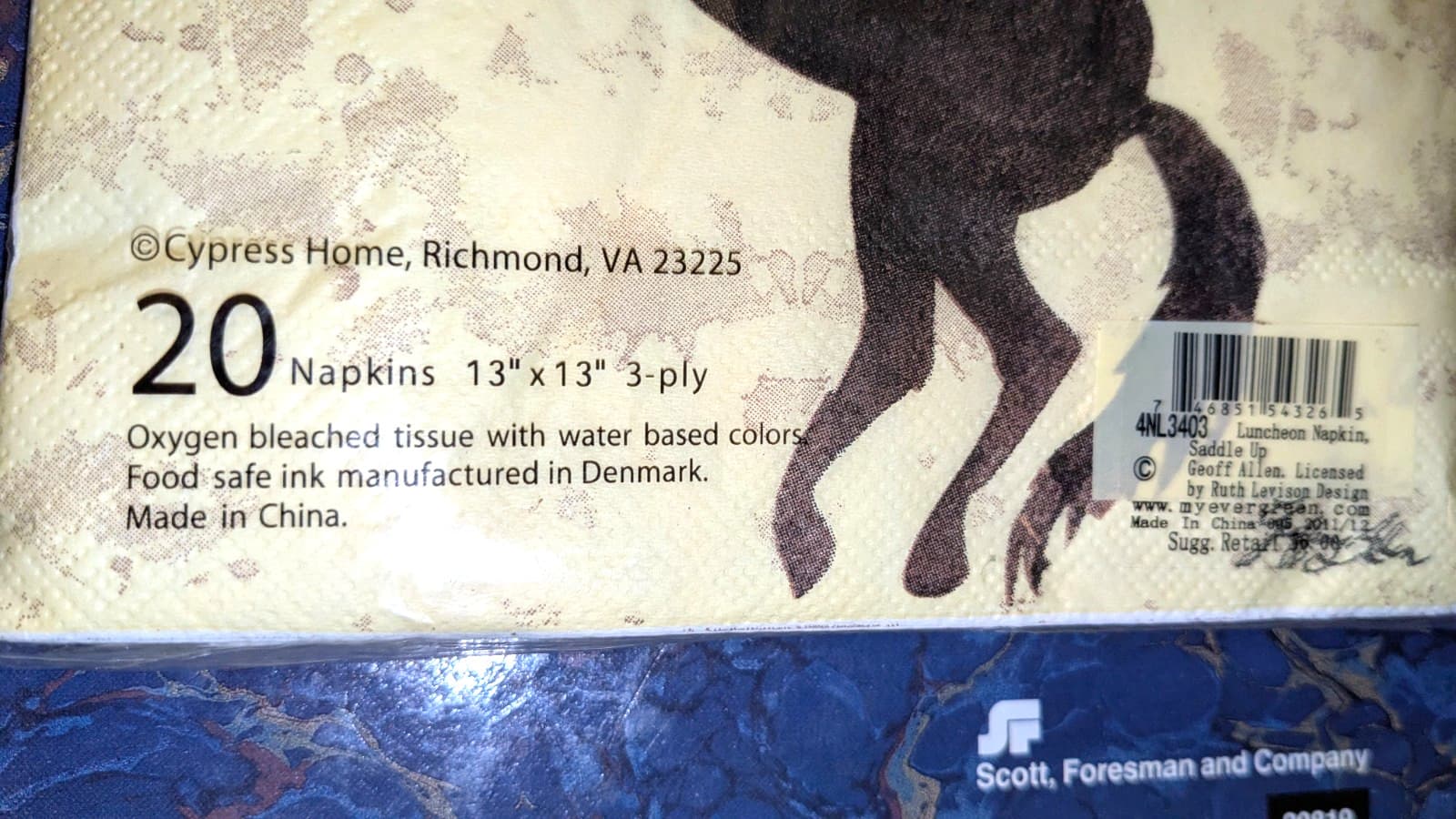 NEW-Up tp 3 Cypress Home "Saddle Up" Geoff Allen 20-Pack Paper Luncheon Napkins 3