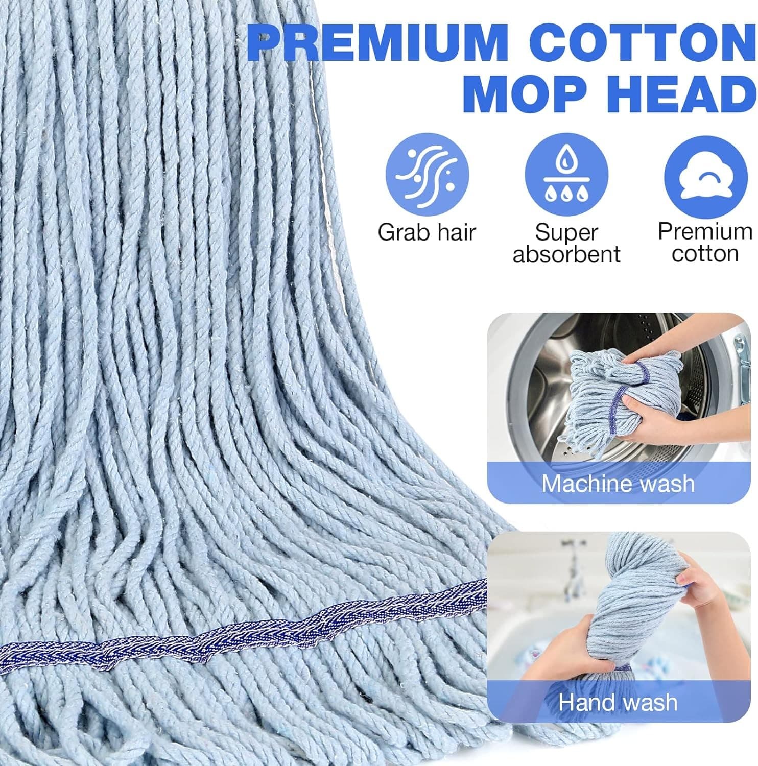 String Mop Heavy Duty for Floor Cleaning- Industrial industrial mop, Blue  3