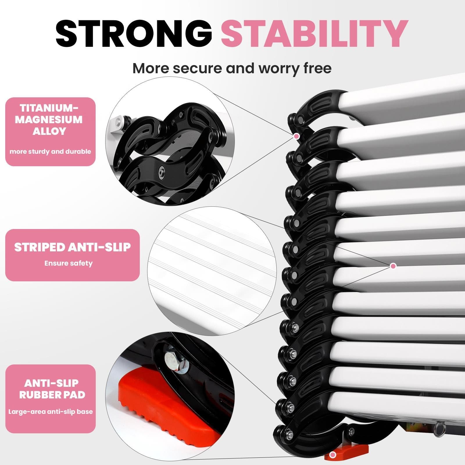 Wall Mounted Attic Ladder 12 Steps Attic Stairs Attic Stairs Pull Down Black  5