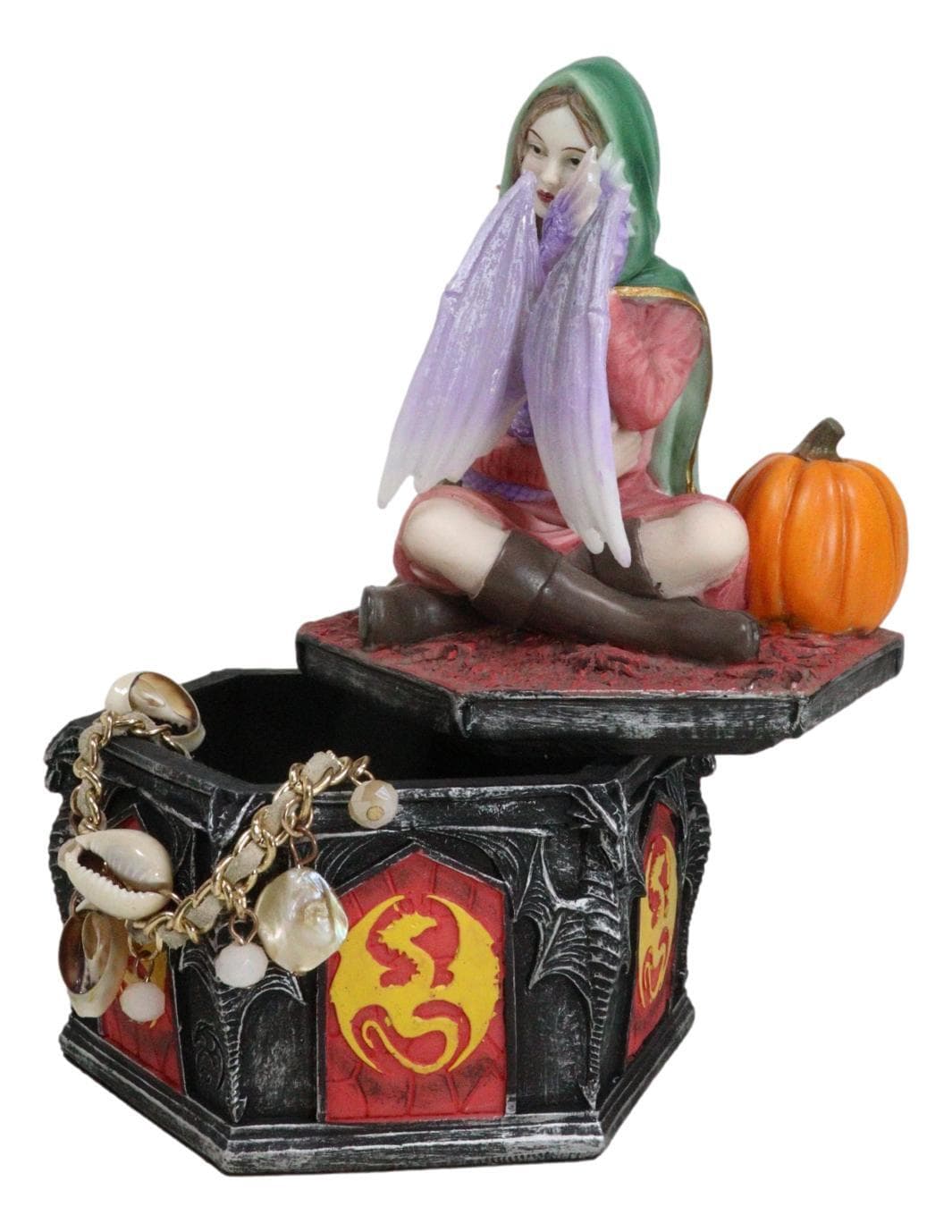 Spring Fall Summer Winter Seasons Friendship Fairy With Dragon Trinket Boxes Set 4