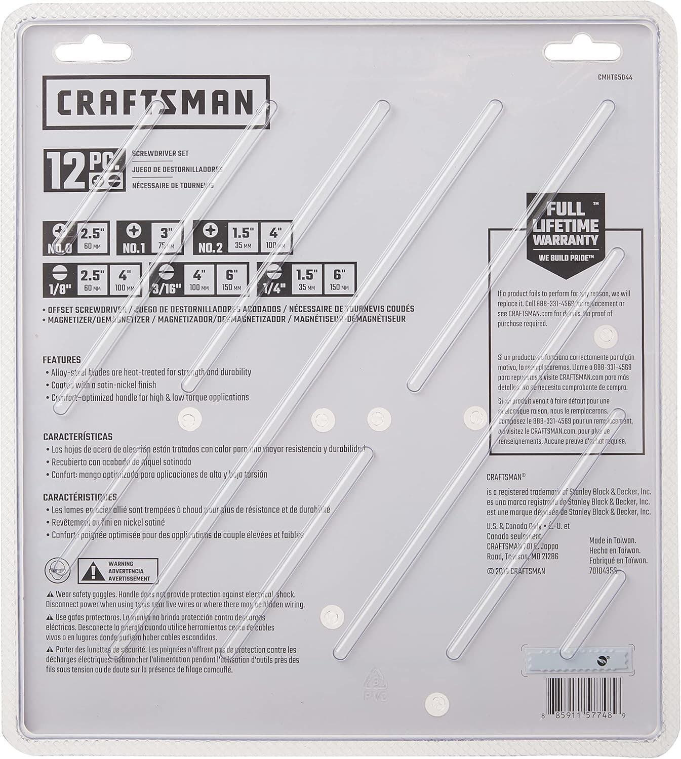 CRAFTSMAN 12 pc Screwdriver Set, phillips slotted magnetizer new CMHT65044 3