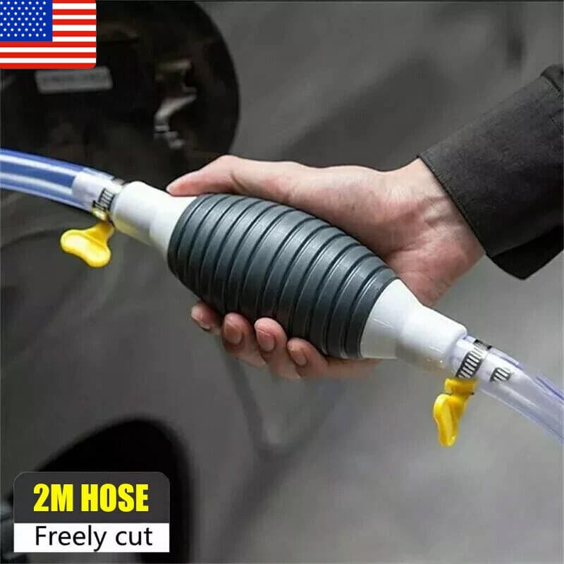 Siphon Hand Pump Portable Manual Car Fuel Transfer for Gas Gasoline Petrol 2M