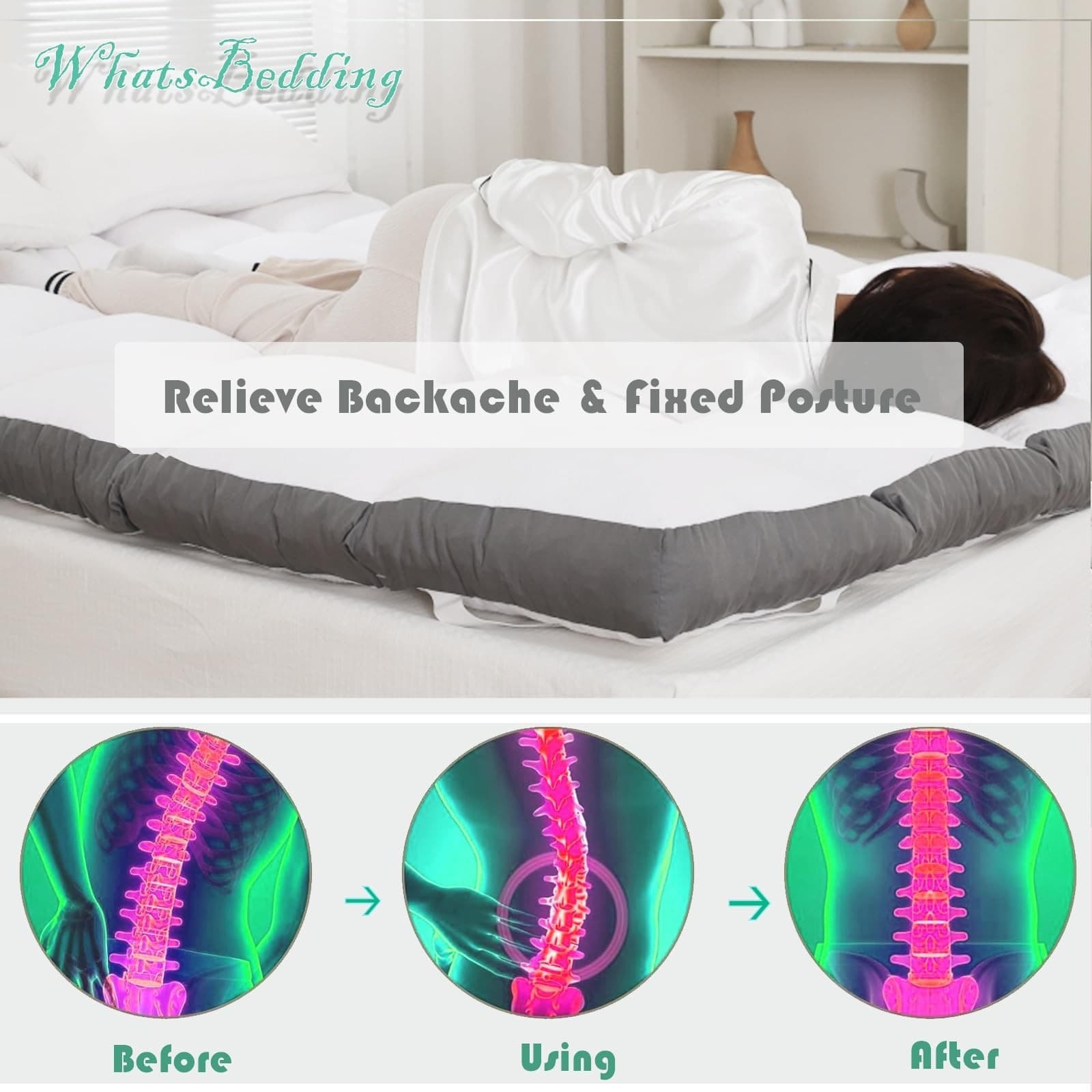 WhatsBedding Memory Foam Mattress Topper Queen Size Memory Foam Filled Warmin... 5