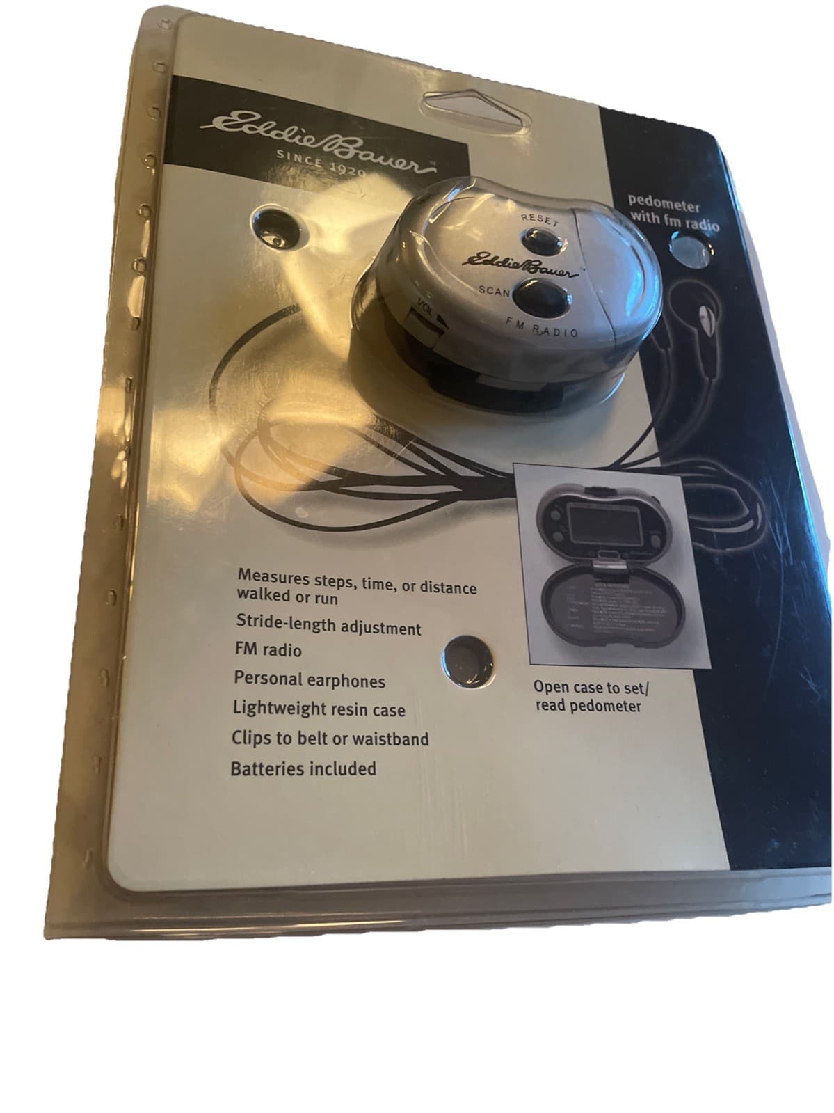 Eddie Bauer Pedometer with FM Radio and Earphones EB9111CP NOS New Sealed  2