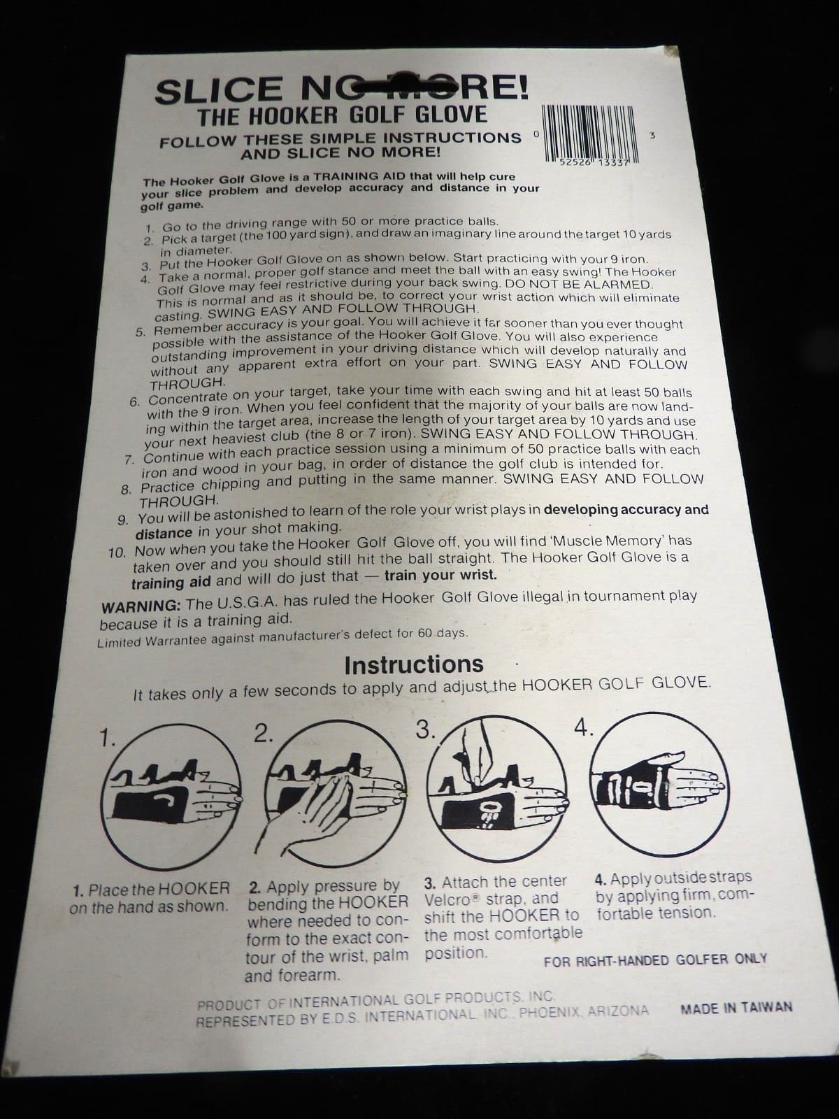 Vtg Calvin Peete Slice No More "The Hooker" Golf Glove - NOS 6
