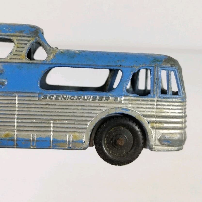 Vintage Tootsie Toy Greyhound Bus Scenicruiser 7" Blue 5