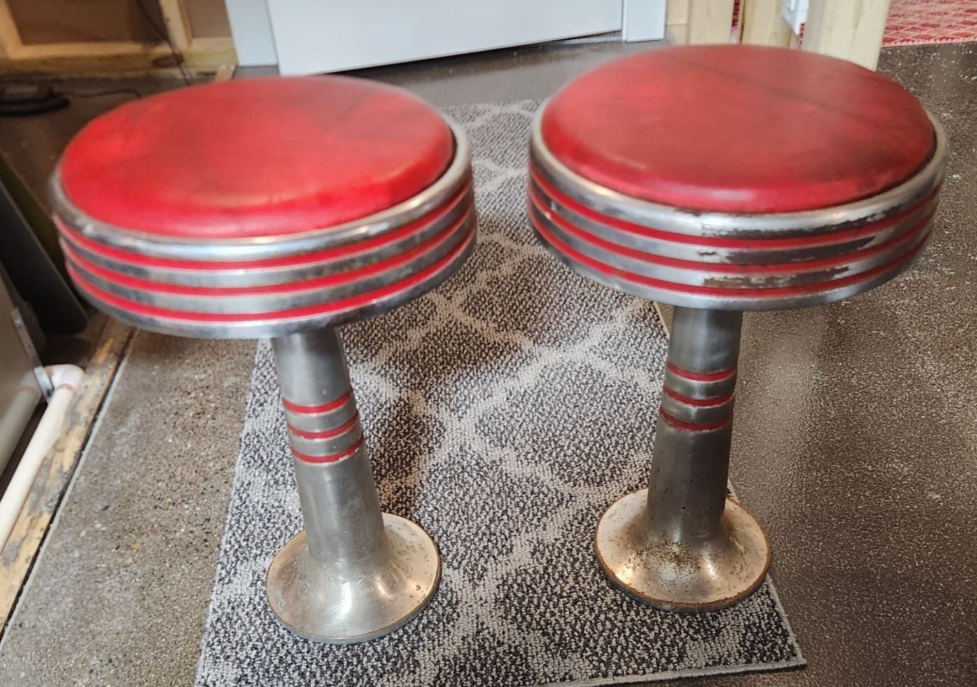 2 vintage ice cream parlor, soda fountain stools 1950s originals Excellent
