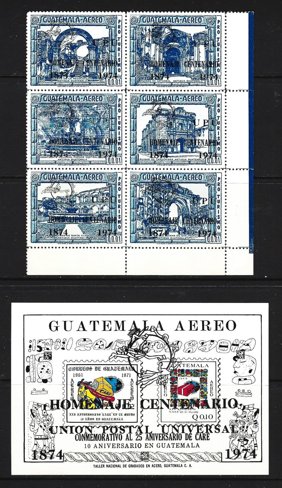 GUATEMALA 1974 SCOTT C517-23 UPU OVERPRINTS MINT NH