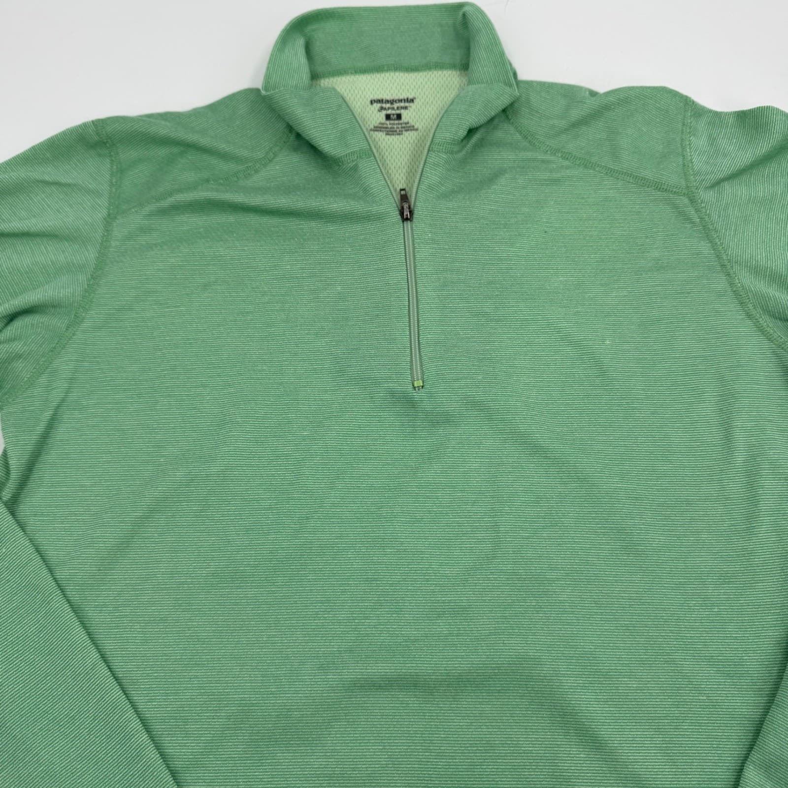 Patagonia Capilene Cool Lightweight Green 1/4 Zip Pullover Shirt Mens Size M 4