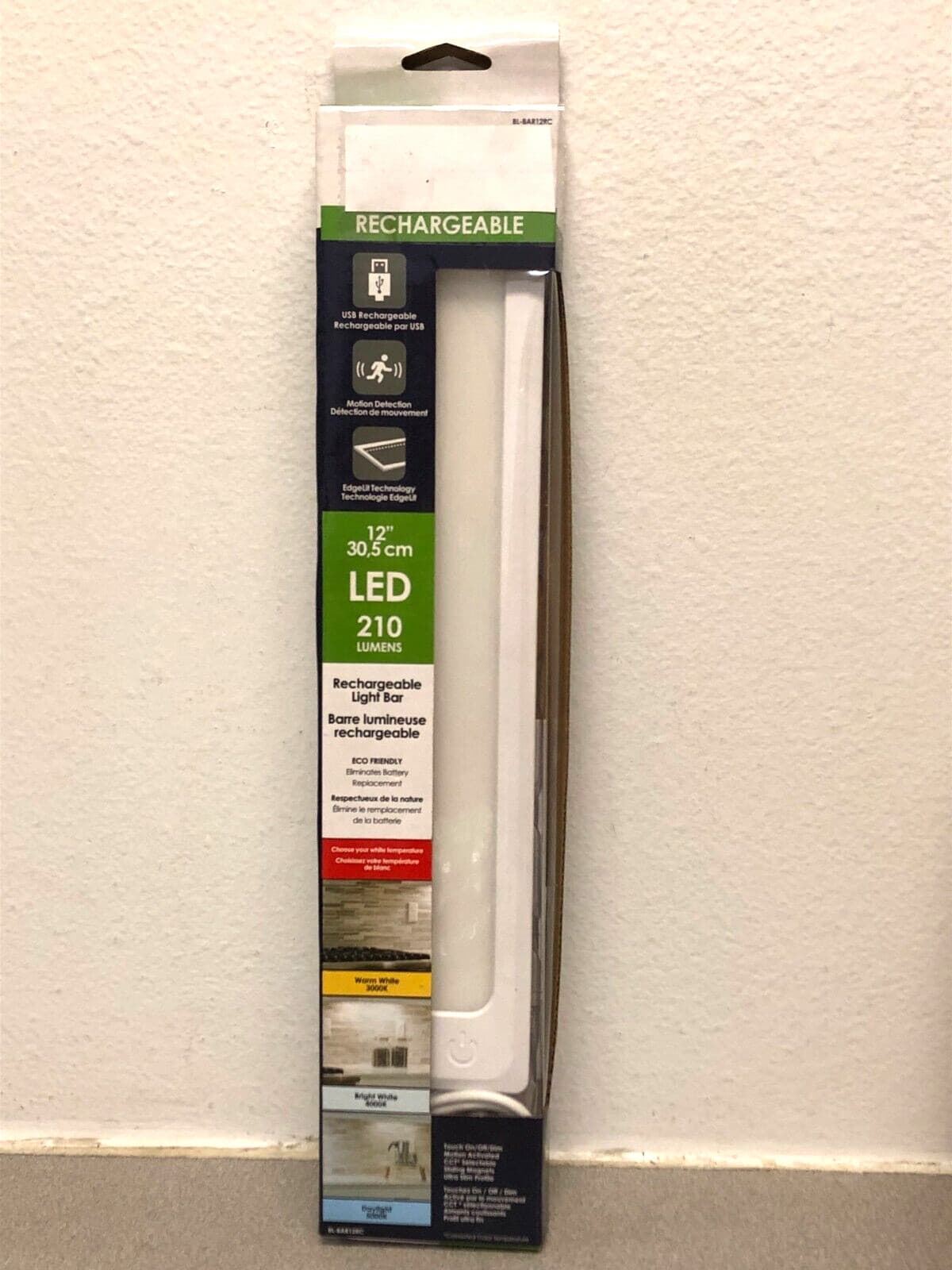 Amertac 12 in. L White Battery Powered LED Undercabinet Light 210 lm