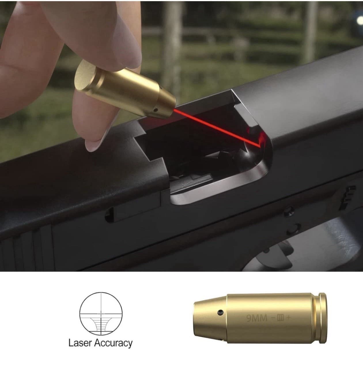 9mm Red Laser Bore Sight Brass Cartridge Bullet Shap Boresighter W/ 6 Batteries 5