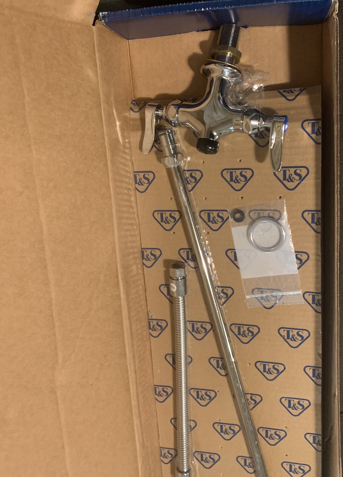 T&S EasyInstall 8" Wall Mount 12" Add On Faucet Pre-Rinse Unit - Silver 2