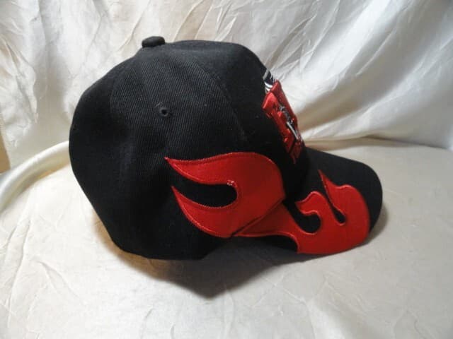 NEW FIREFIGHTER FIREMAN CAP HAT BLACK/RED UNISEX ADJUSTABLE  FIRST IN LAST OUT 2