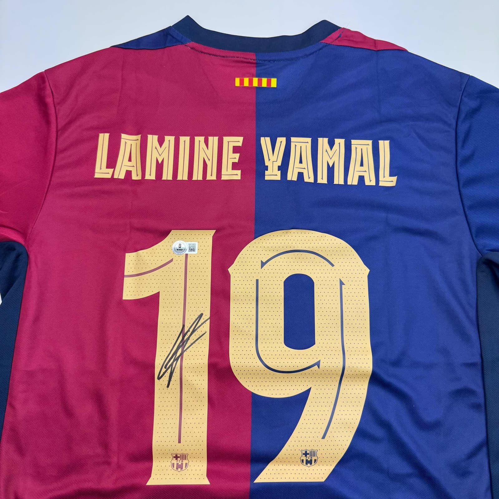 Autographed/Signed Lamine Yamal FC Barcelona Blue Soccer Jersey Beckett BAS COA 2