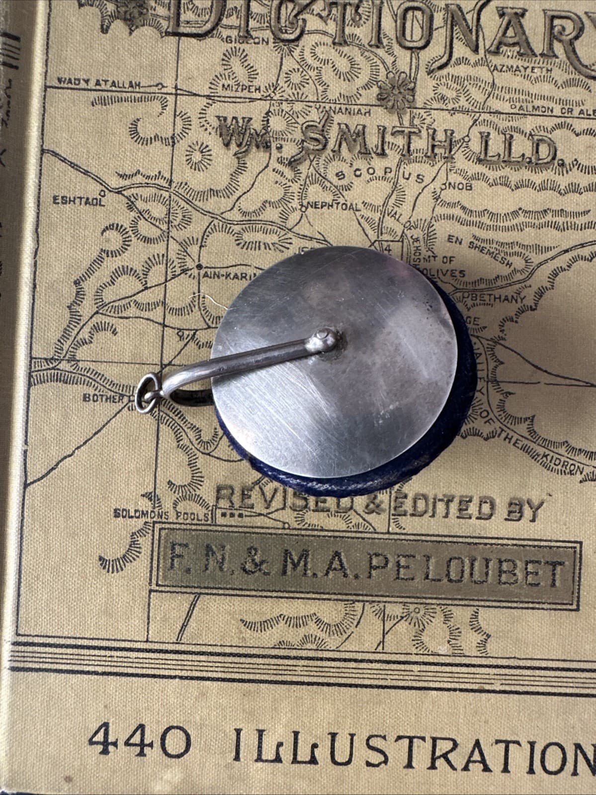 Antique Victorian Pin Safe Pinwheel Pin Cushion Blue Velvet & Silver Chatelaine