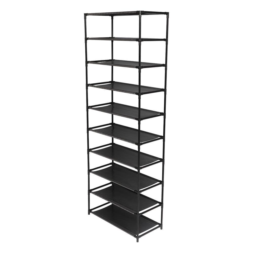 10 Tier Shoe Rack for 30 Pairs Freestanding Modular Organizer with Black Gray Tu 3