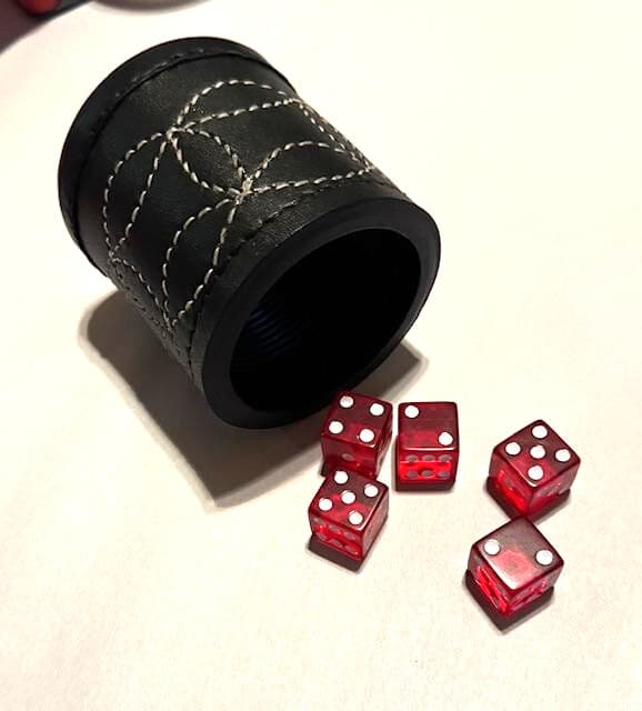 LEATHER DICE CUP COMMERCIAL GRADE HAND STICHED RIBBED INSIDE REG SIZE SHIPS FREE 5