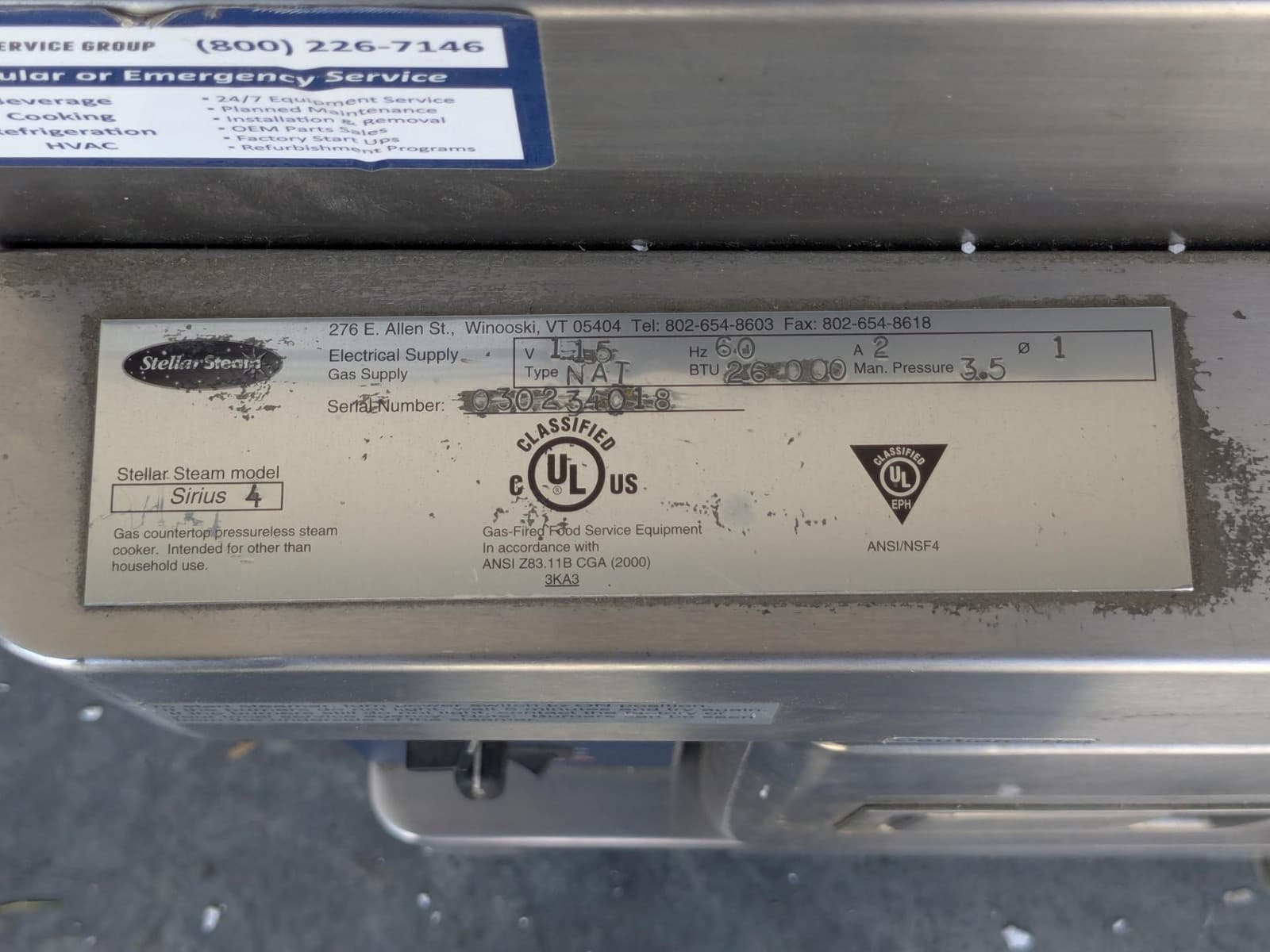 Stellar Steamer Sirius 4 Gas Steamer Relay - PC108-1C-C1-120VAC-G COIL  120VAC 6