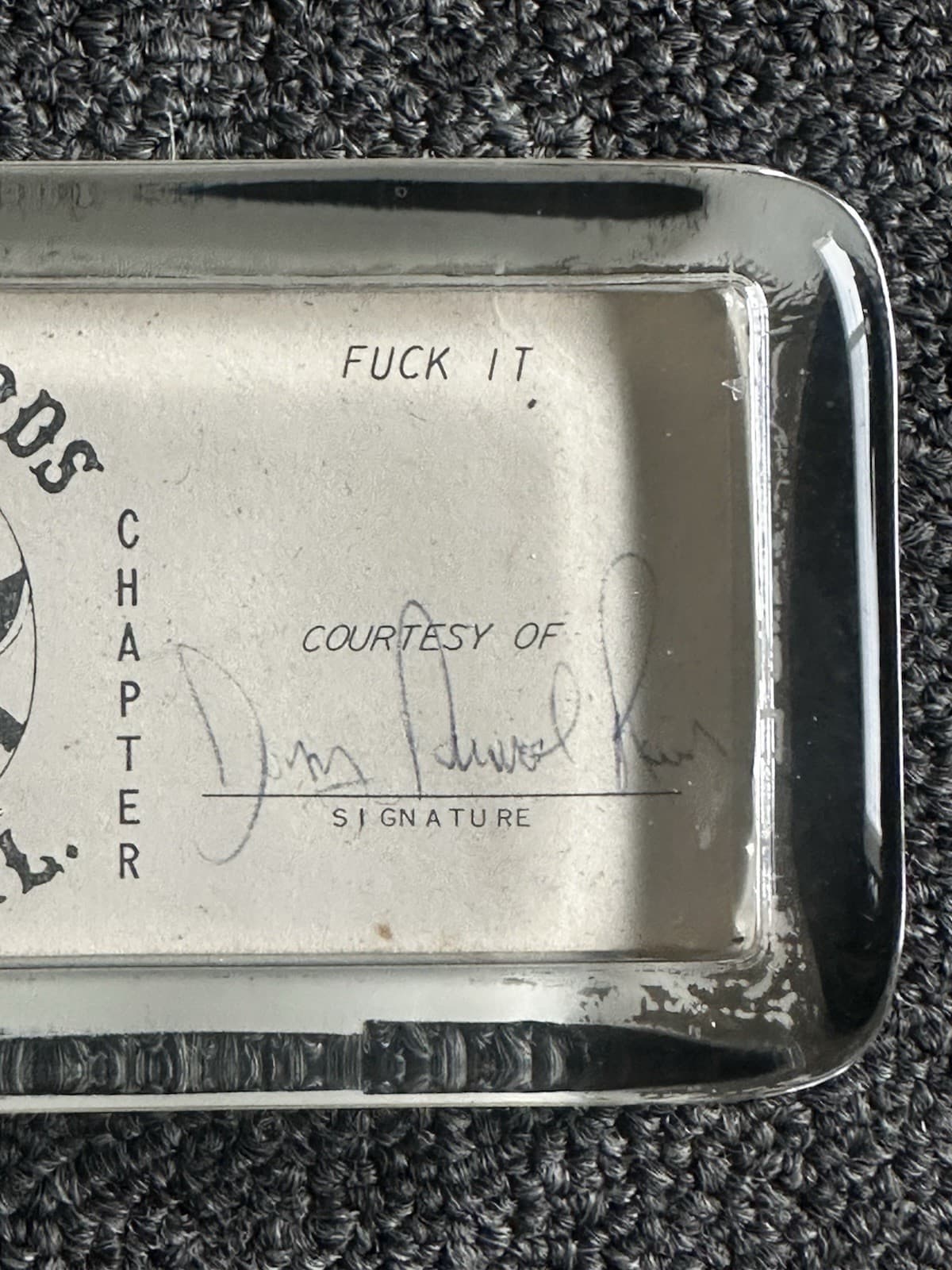 Rare vintage Outlaw MC club Biker Courtesy Card paperweight WARLORDS so cal CA 3