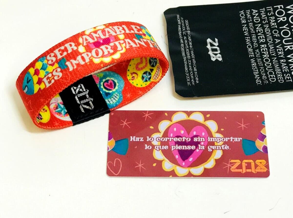 ZOX "SER AMABLE ES IMPORTANTE" Silver Mystery Strap Medium New Wristband w/Card 3