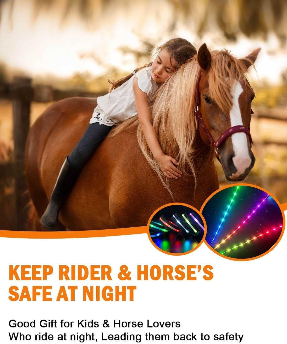 5pcs LED Horse Breastplate Collar & Leg Band, 7 Colors in 1 Light Multicolor  6