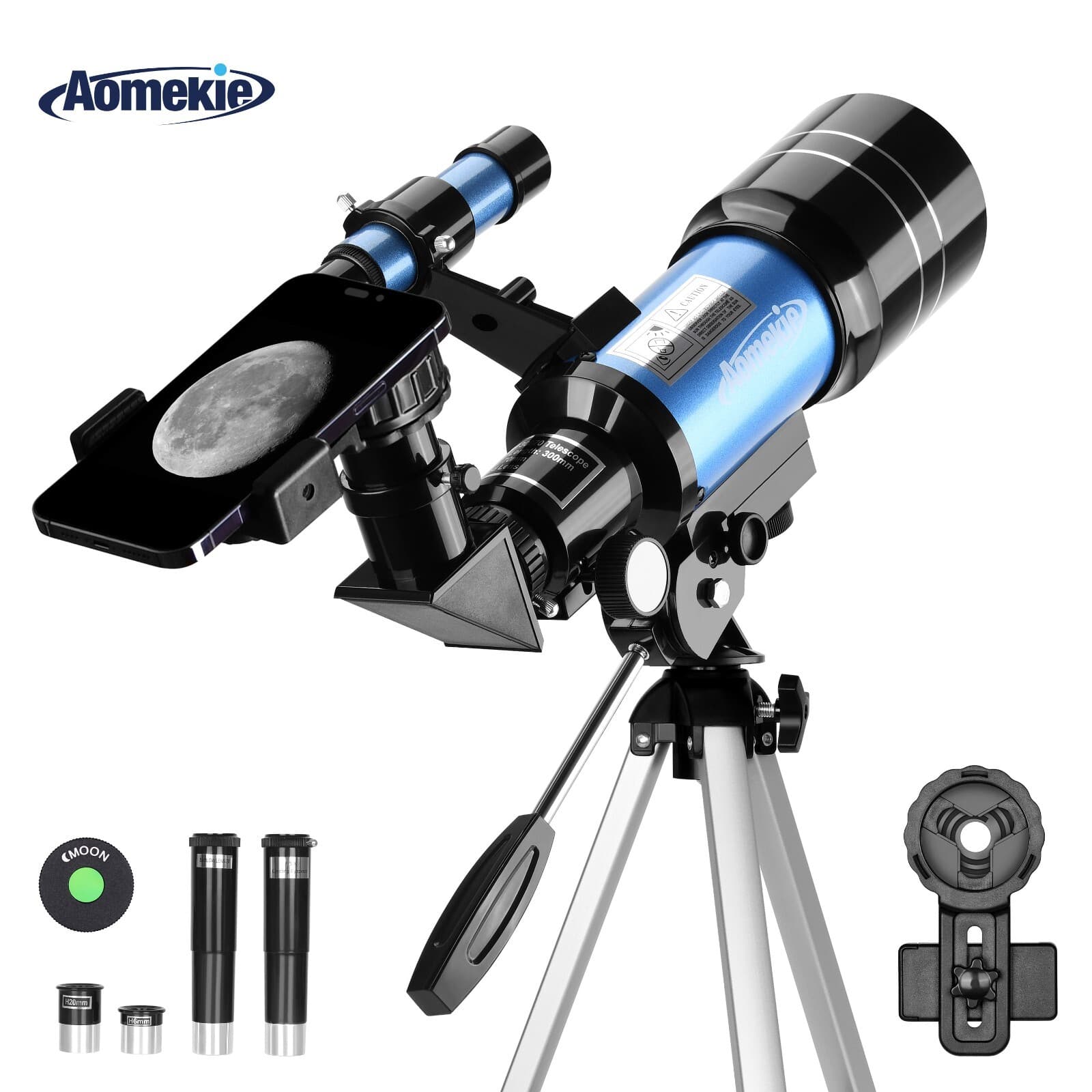 300mm Astronomical Telescope 150X with Phone Adapter Barlow Lens for Kids Gift