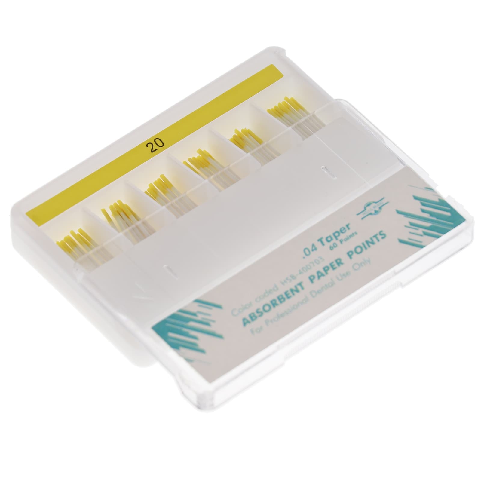 House Brand Dentistry 400703 HSB Absorbent Paper Points .04 Taper #20 60/Pk 3