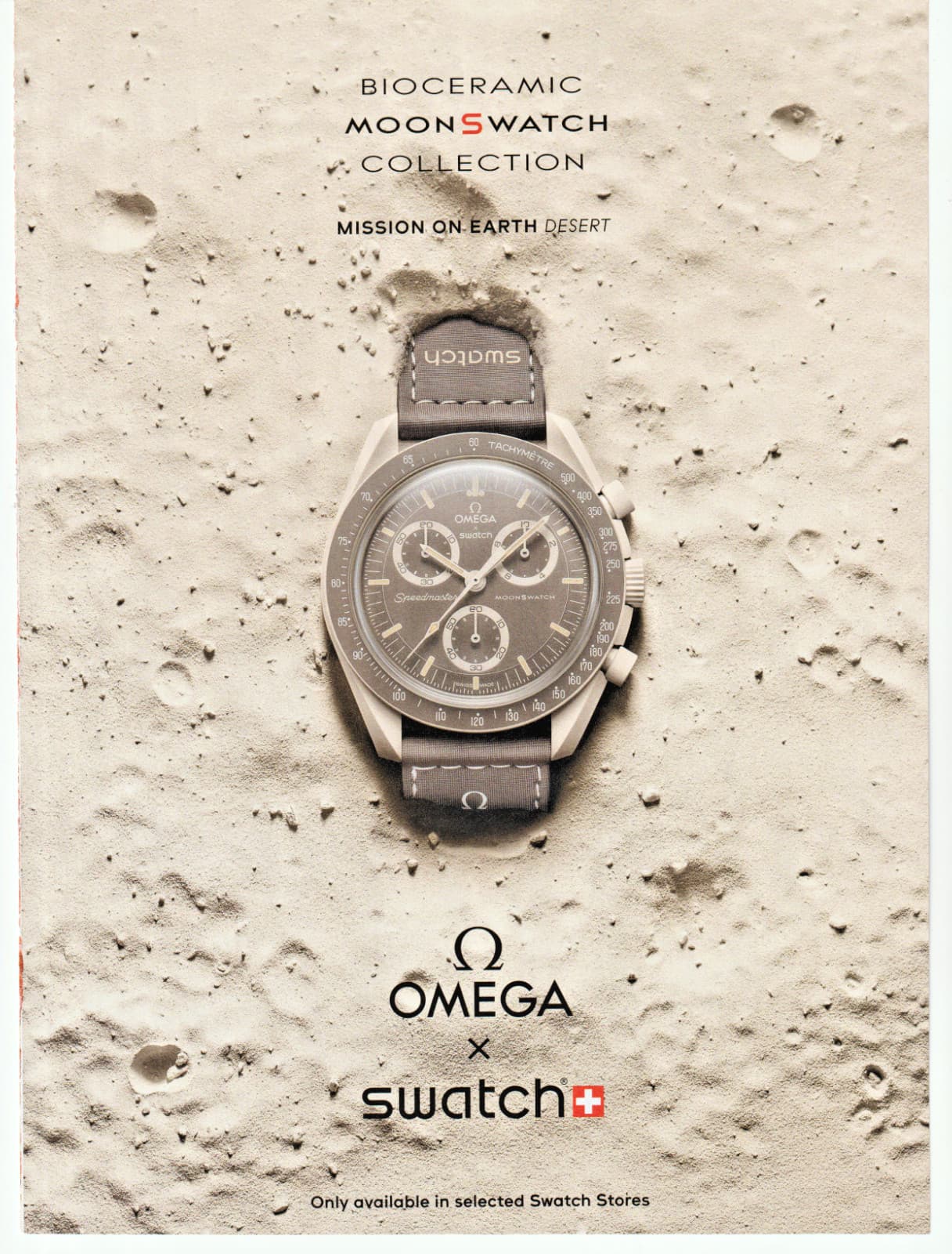 2024 Omega x Swatch Watches Print Ad 8"x11" Bioceramic MoonSwatch Desert 2